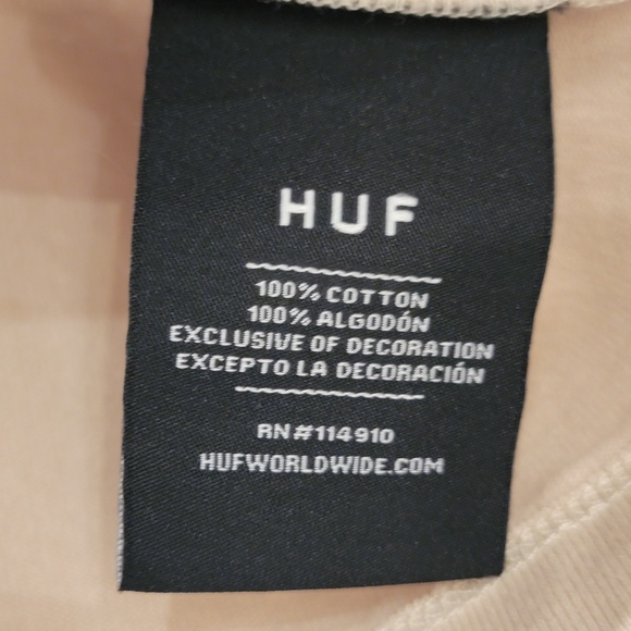 HUF Patches Polo Tee Women’s Size Small Stone Long Sleeve T-Shirt Cropped Skater - Picture 6 of 7